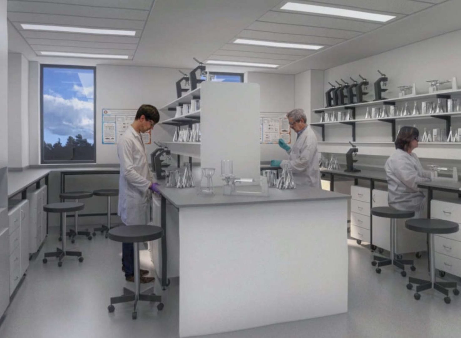 Artist's impression of people working in a Nexus laboratory
