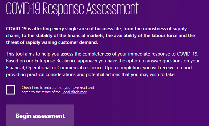 Front cover of KPMG's COVID-19 response assessment tool
