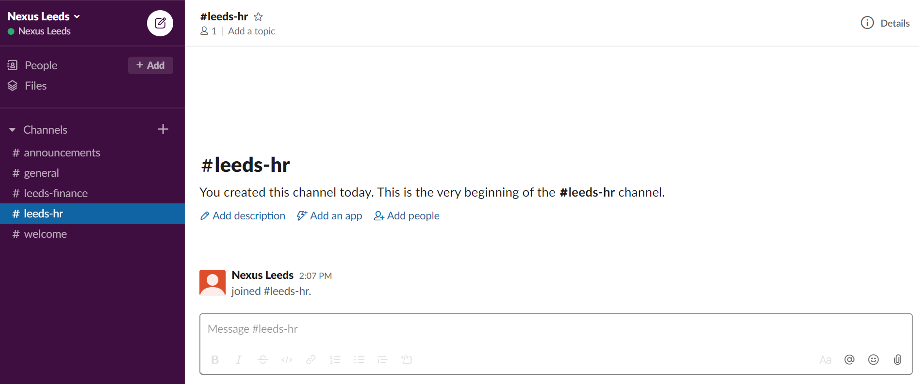 Screenshot showing an example Slack thread with clear channel names