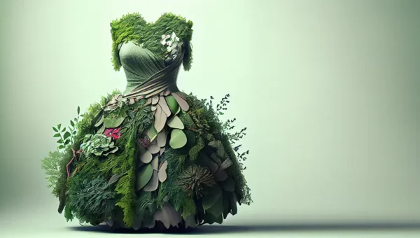 A green dress made out of leaves.