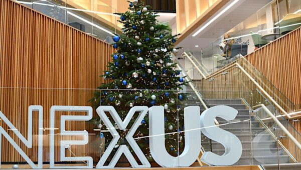 Christmas tree in Nexus atrium.