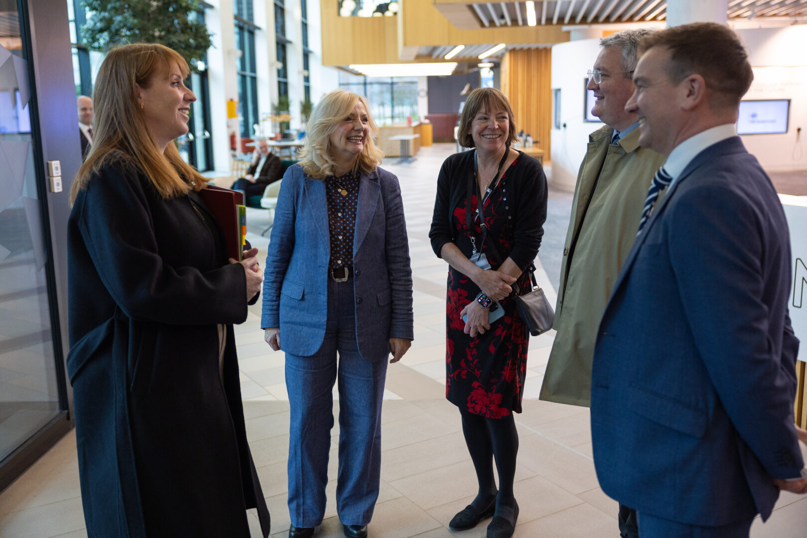 Angela Rayner, Tracy Brabin, Shearer West and Gareth Scargill in Nexus reception