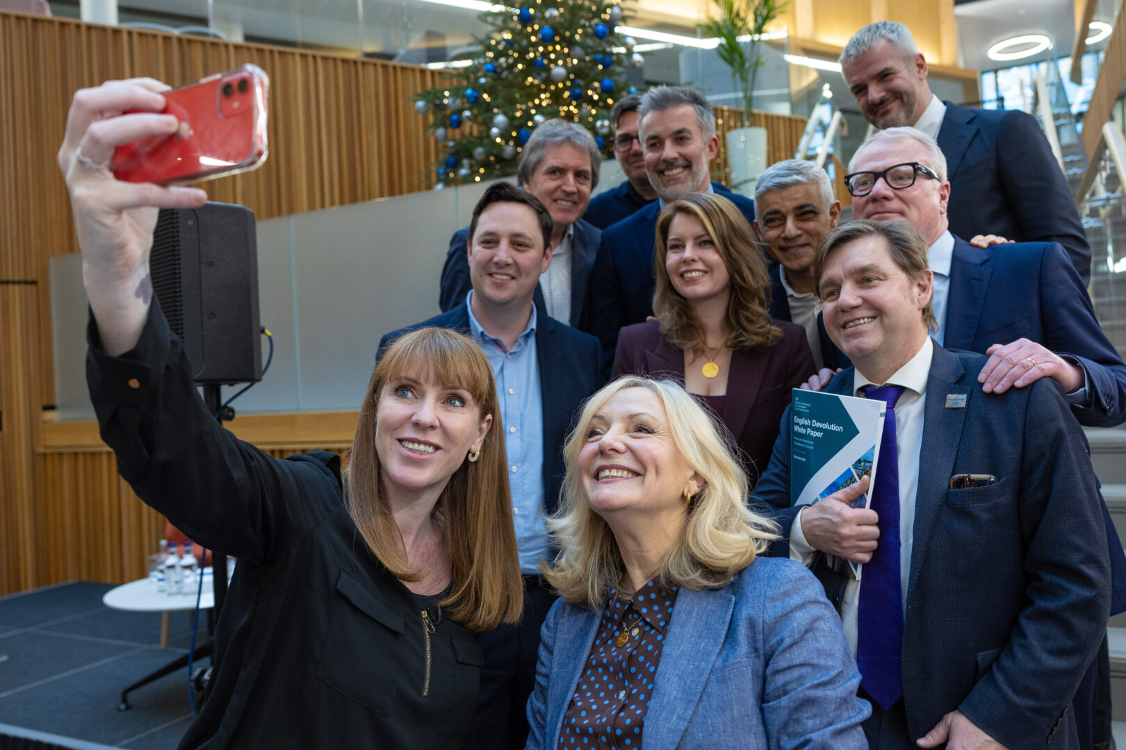 Angela Rayner taking a selfie with Metro Mayors